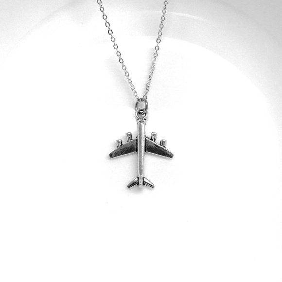 Airplane Charm Pendant Necklace - Picture 2 of 2